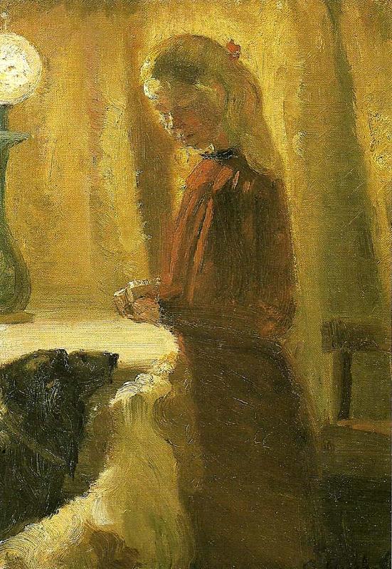Anna Ancher hundene fodres France oil painting art